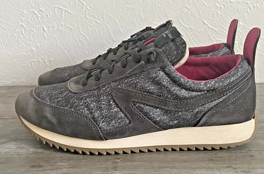 Rag & Bone Retro Runner Womens 7.5 Gray Pink Denim Suede Nylon Sneakers Nord Ann